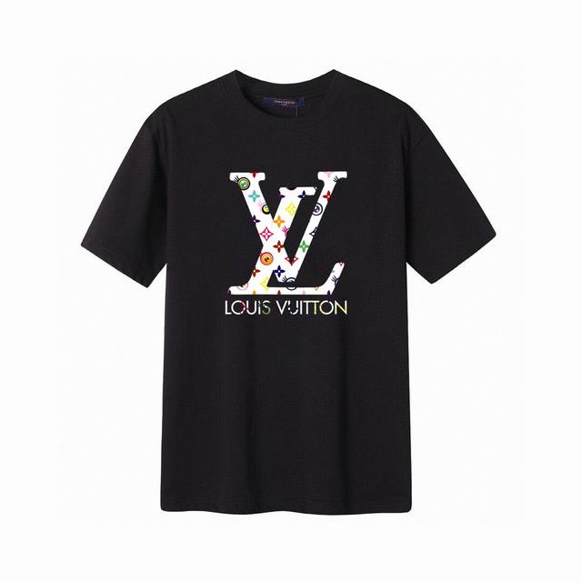 Lv new short-sleeved T-shirt with big letters, simple design looks very generous