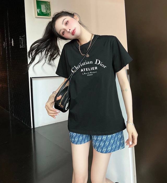 Dior letter print short-sleeved T-shirt upper body picture