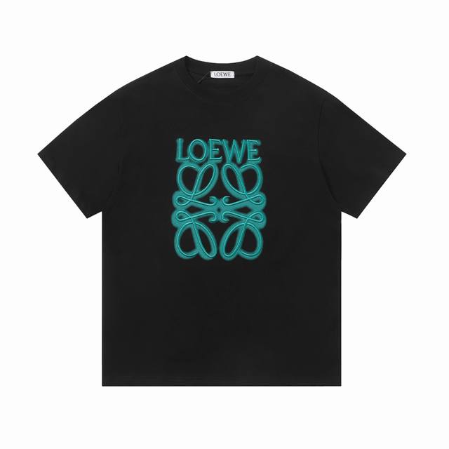 New High version Loewe colorful logo embroidered short sleeves 240g double yarn