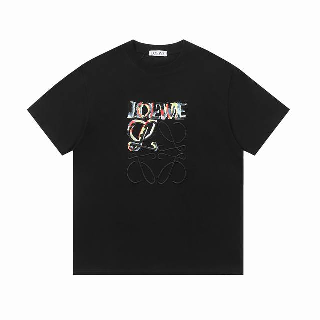 New High version Loewe watercolor logo embroidered short sleeves 240g double yar