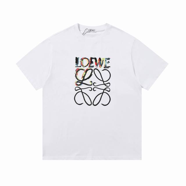 New arrival High version Loewe watercolor logo embroidered short sleeves 240g do