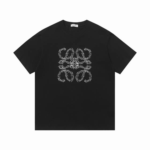 New High version Loewe Thorn Logo Embroidered Short Sleeves 240g double yarn fab