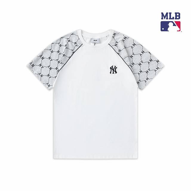 New Top version Mlb splicing old flower short sleeves Same style for men and wom