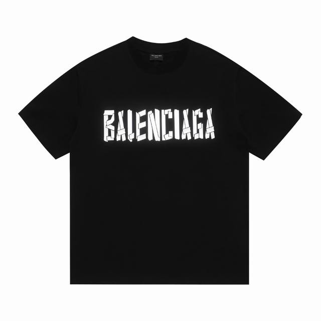 New High version Balsenciaga high version burst metal material letter silicone t