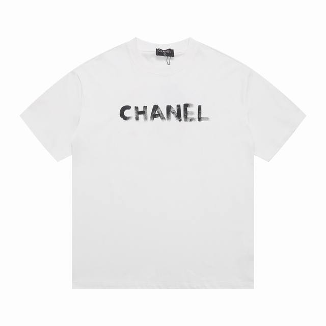 New arrival Top-level version Chanel's new gray letter print T-shirt short sleev