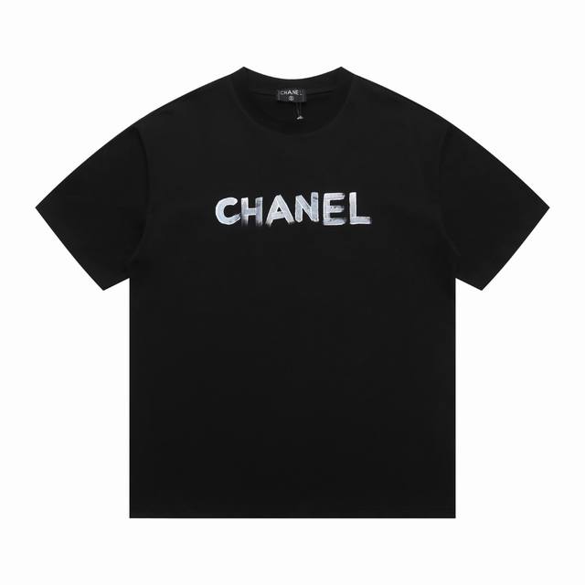 New arrival Top-level version Chanel's new gray letter print T-shirt short sleev