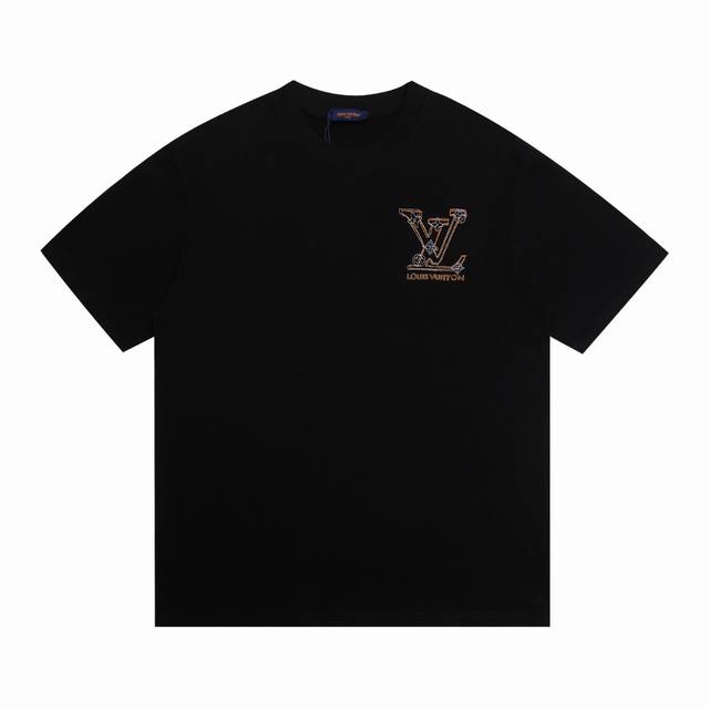 New arrival High version Louis Vuitton embroidered line letter short-sleeved T-s