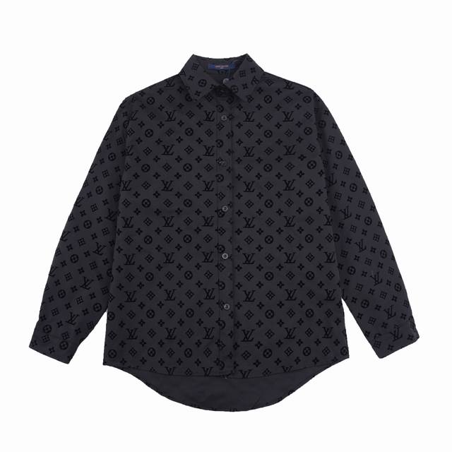 New arrival Louisvuitto Lv Louis Vuitton jacquard full print flocked shirt The h