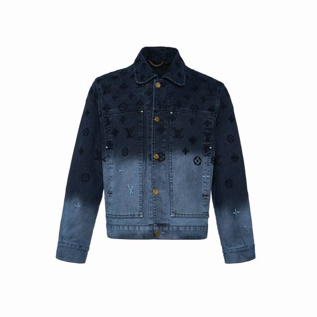 New arrival Louis Vuitton gradient aurora blue denim jacket jacquard embroidery