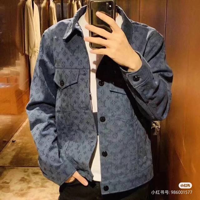 New arrival Louis Vuitton classic full print old flower jacquard denim jacket co