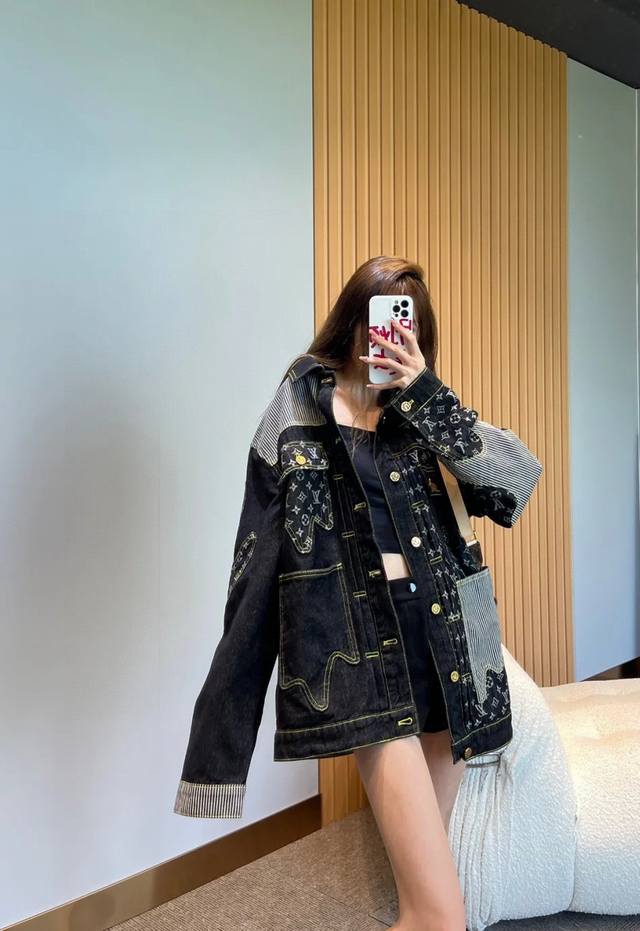 New arrival Louis Vuitton deconstructed splicing old flower full print workwear