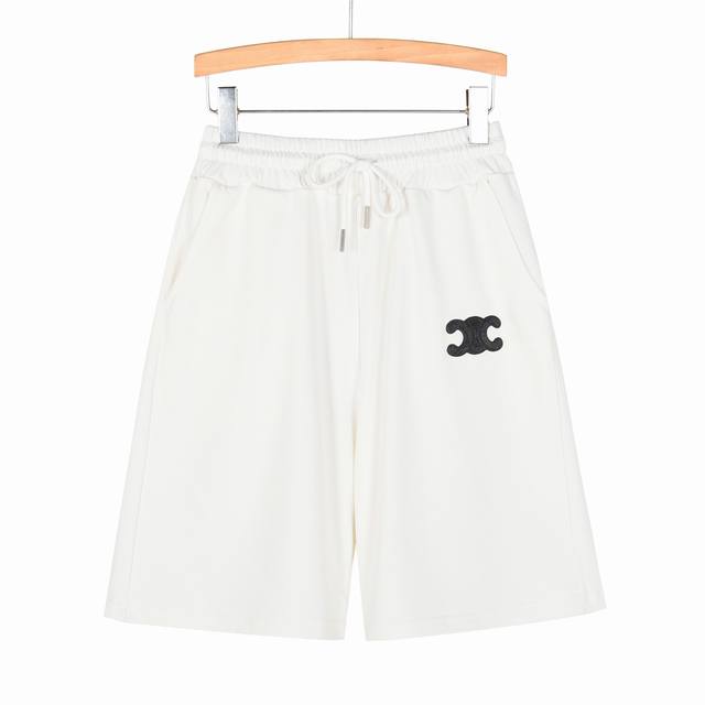 Celine shorts Arc de Triomphe embroidery Custom made cotton terry fabric 400g :