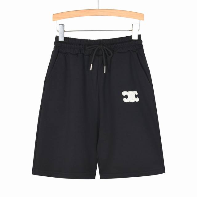 Celine shorts Arc de Triomphe embroidery Custom made cotton terry fabric 400g :