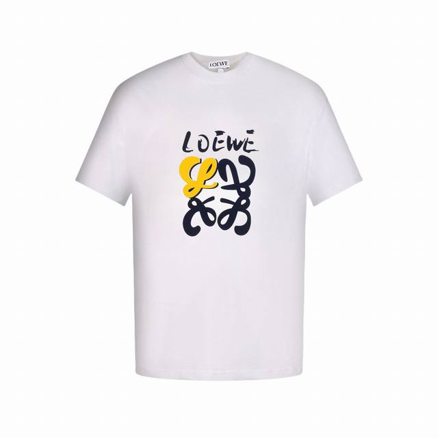 Loewe flocked color-blocking logo short-sleeved T-shirt This T-shirt is made of