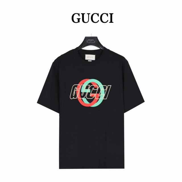 Gucci Double G Interlocking Logo Foam Print Short Sleeve T-shirt The early sprin