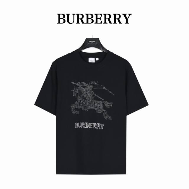 Burberry embroidered knight warhorse logo short-sleeved T-shirt The fabric is ma