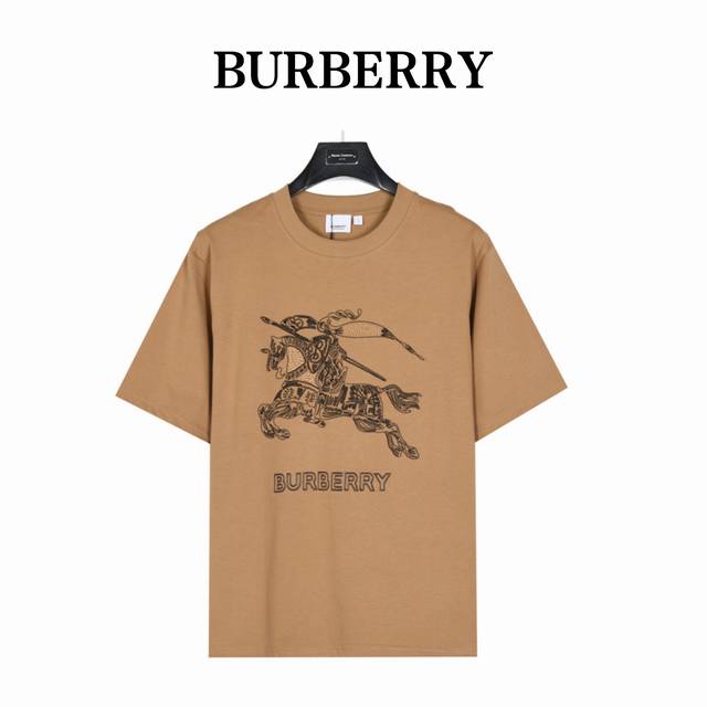 Burberry embroidered knight warhorse logo short-sleeved T-shirt The fabric is ma
