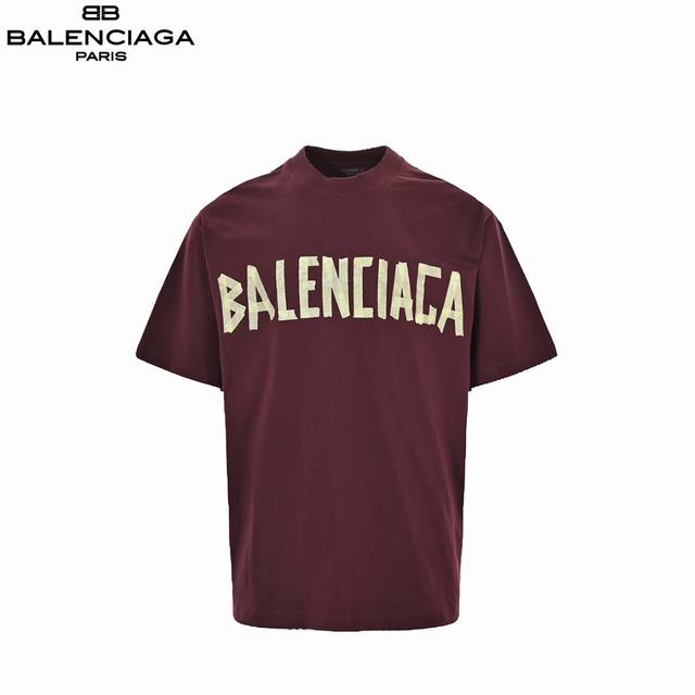 Balenciaga Parisian family distressed washed tape logo short sleeves uses 32S 1*