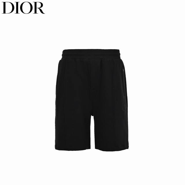 Dior 24Fwcd black label pure cotton shorts Logo three-dimensional embroidery sho