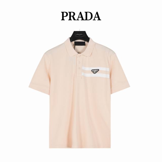 Prada short-sleeved polo shirt with triangle logo and double bars on the chest i