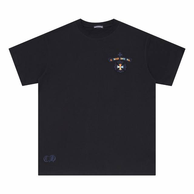 High version Chrome Hearts overlapping horseshoes heavy embroidered short sleeve