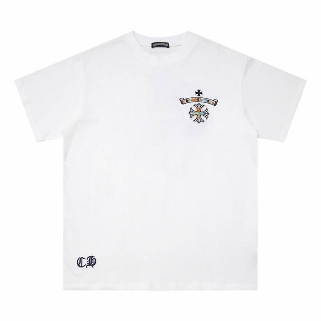 High version Chrome Hearts overlapping horseshoes heavy embroidered short sleeve