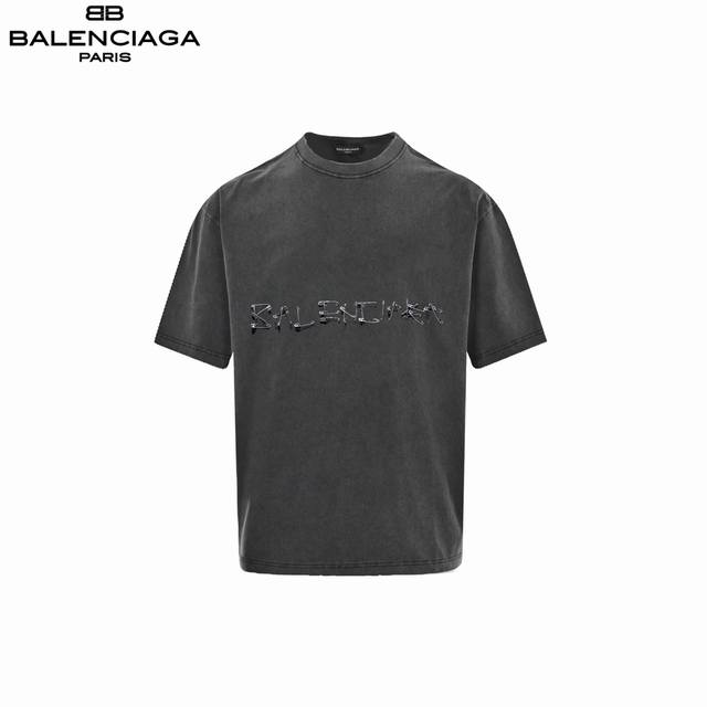 Balenciaga 25Ss distressed paper clip hardware short sleeves The fabric is woven