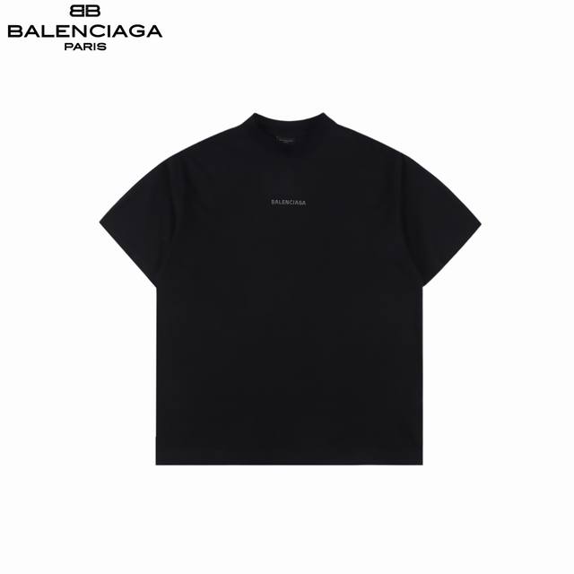 Balenciaga 25Ss front and back rhinestone logo short sleeves The fabric is woven