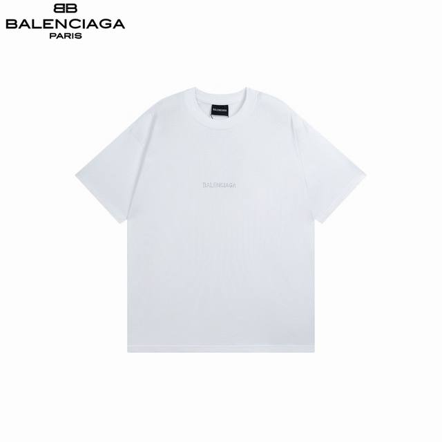 Balenciaga 25Ss front and back rhinestone logo short sleeves The fabric is woven