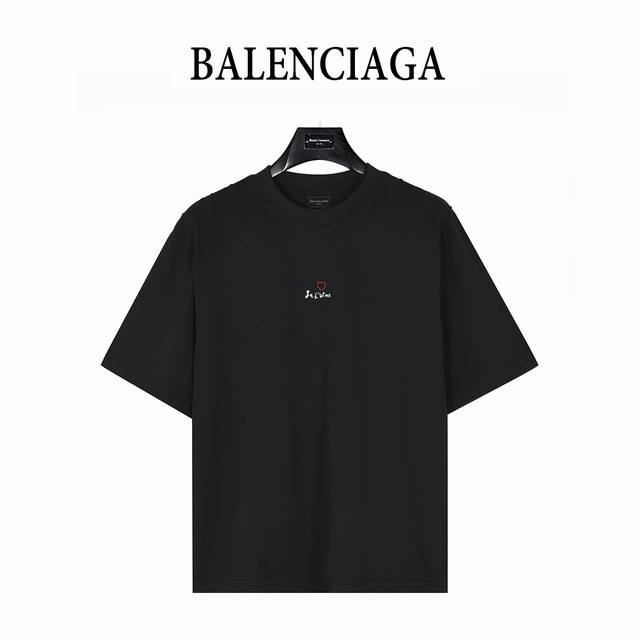 Balenciaga 25Ss hand-embroidered small heart hole short-sleeved T-shirt Made of