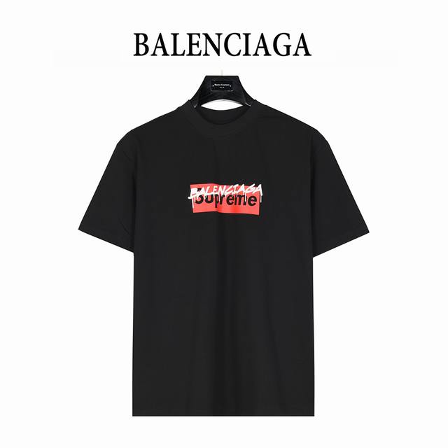 Balenciaga X Supreme joint logo letter print short sleeve T-shirt One-to-one rep