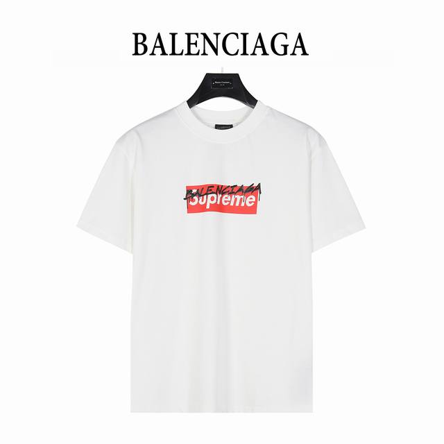 Balenciaga X Supreme joint logo letter print short sleeve T-shirt One-to-one rep