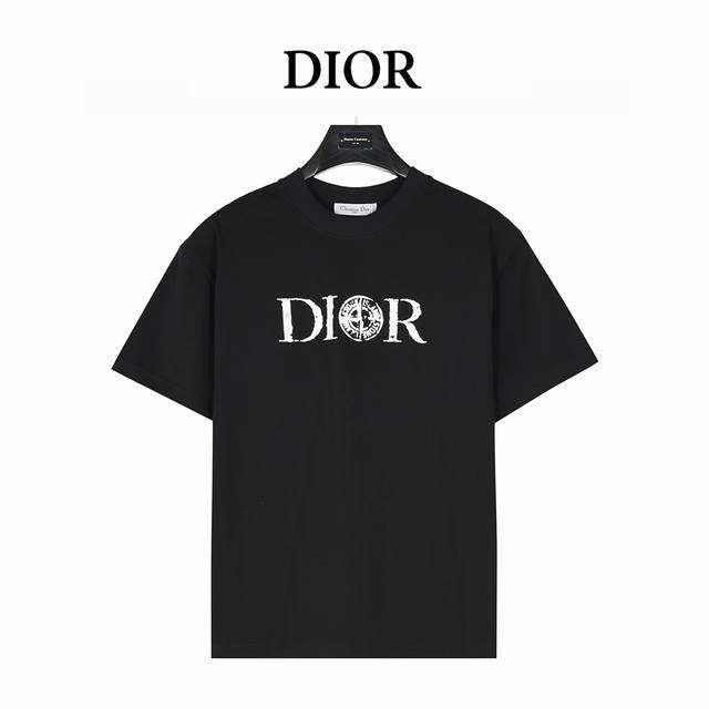 Dior x Stone Island 25Ss mottled letter logo print short-sleeved T-shirt Origina