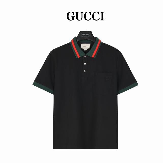 Gucci short-sleeved polo shirt with striped collar Original custom fabric, custo
