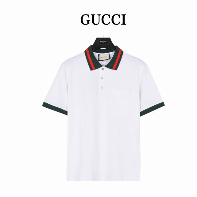 Gucci short-sleeved polo shirt with striped collar Original custom fabric, custo