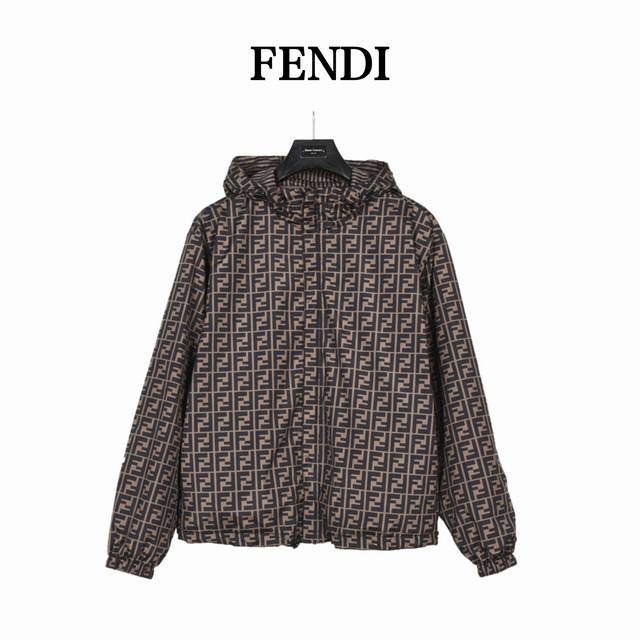 Fendi Fendi full-print logo double-sided jacket is divided into striped side and