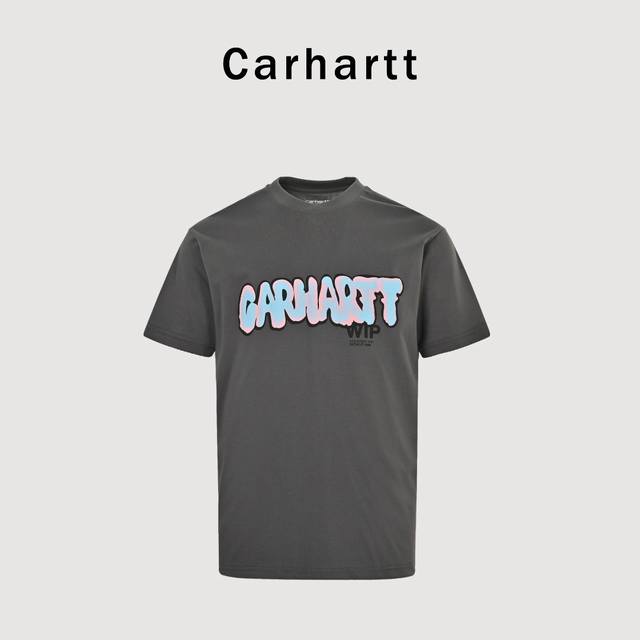 Carhartt Wip 25Ss Graffiti Letters Gradient Print Short Sleeves Loose and casual