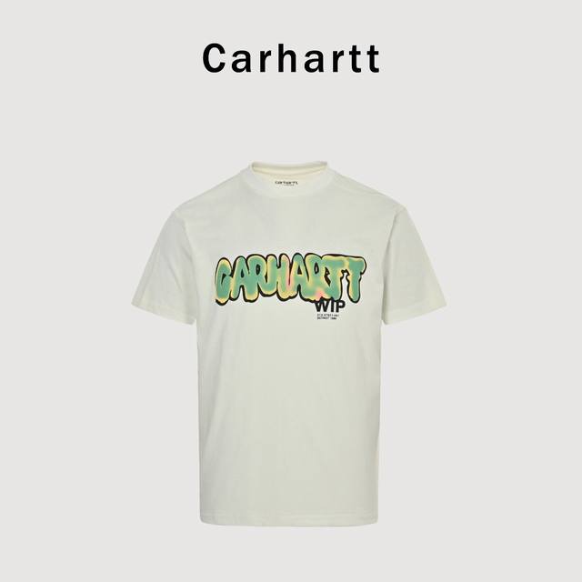 Carhartt Wip 25Ss Graffiti Letters Gradient Print Short Sleeves Loose and casual