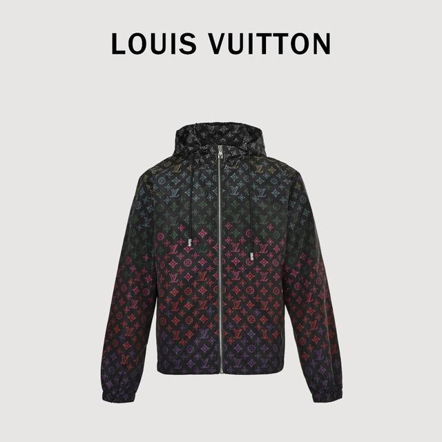 Louis Vuitton Colorblock Printed Hooded Jacket Windbreaker This Lv hooded jacket