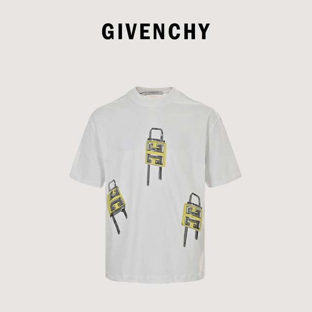Givenchy 24Ss lock print short sleeves Made of 50-paper double-strand combed cot