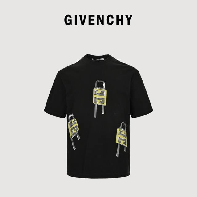 Givenchy 24Ss lock print short sleeves Made of 50-paper double-strand combed cot