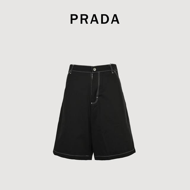 Prada Prd triangle marked work shorts 10*10 high-density twill reactive black co