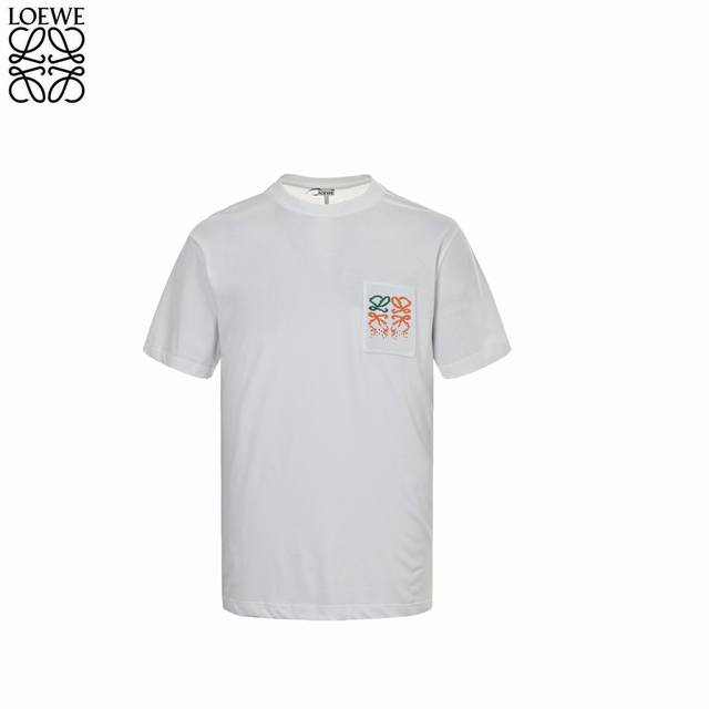 Loewe 25Ss pocket gradient embroidered short-sleeved T-shirt Made of 240g 32s do