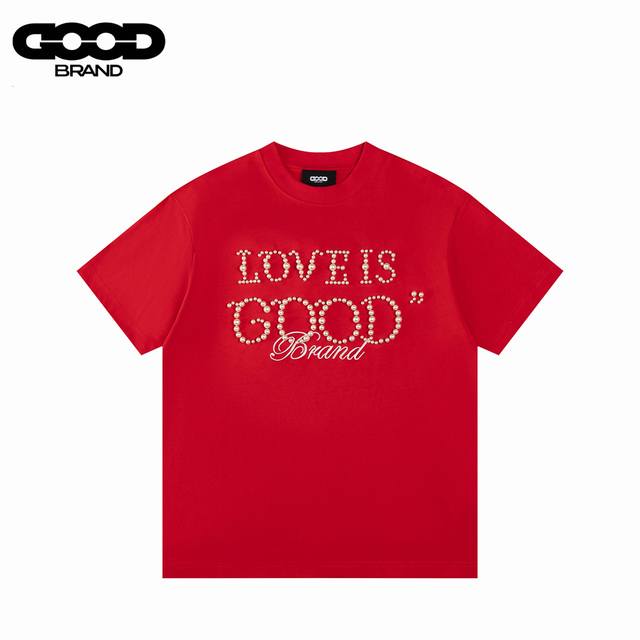 Goodbrand 25Ss Pearl Embroidery Heavy Industry Short Sleeve T-shirt is made of c