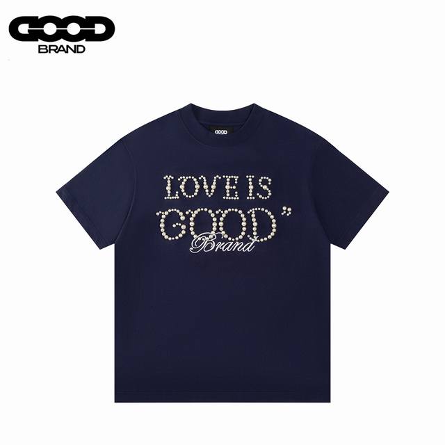 Goodbrand 25Ss Pearl Embroidery Heavy Industry Short Sleeve T-shirt is made of c