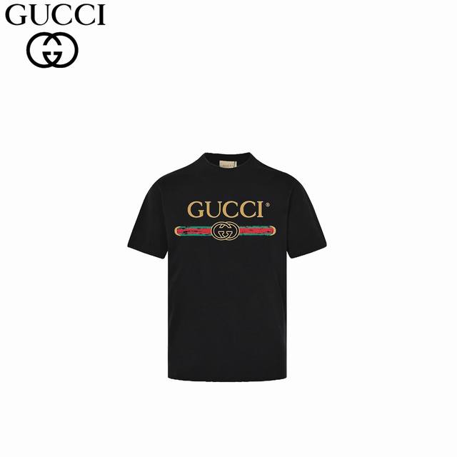 Gucci 24Fw classic printed short sleeves are made of 32-count double yarn 260g i