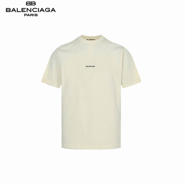 Balenciaga front and back embroidered short sleeves - off-white Made of 32-count
