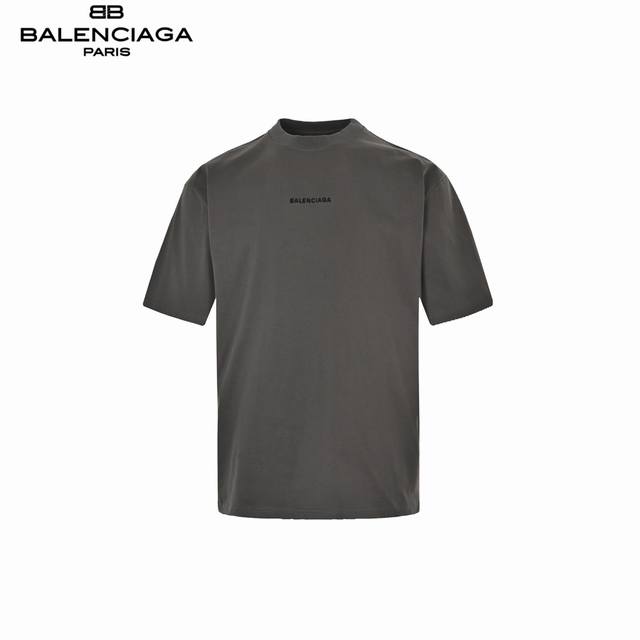 Balenciaga front and back embroidered short sleeves - gray Made of 32-count doub