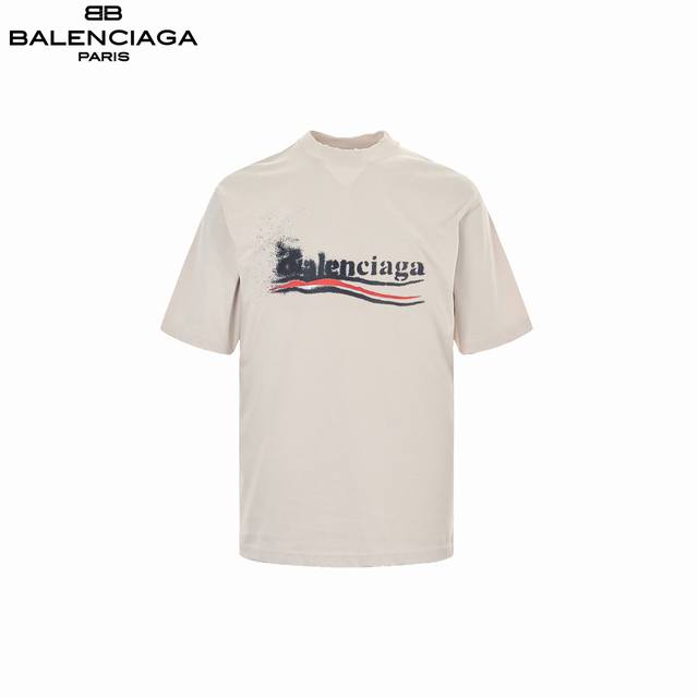 Balenciaga 24Fw inkjet cola short sleeves The fabric is woven by imported machin