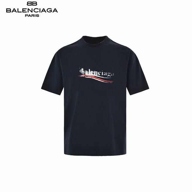 Balenciaga 24Fw inkjet cola short sleeves The fabric is woven by imported machin